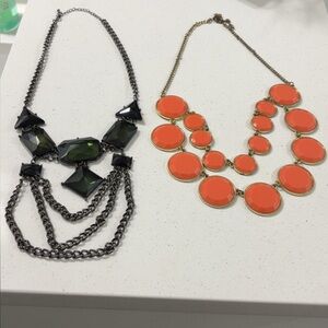 Elegant Black and Orange Statement Necklaces